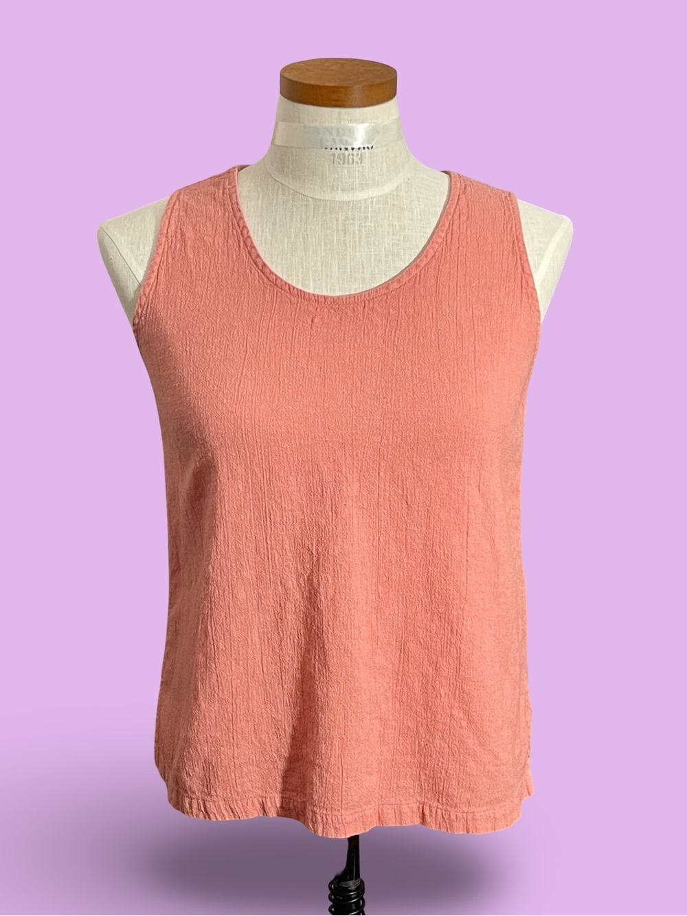 Mill Valley Clothing Company Scoop Neck Textured Cotton Blend Tank Top SzM